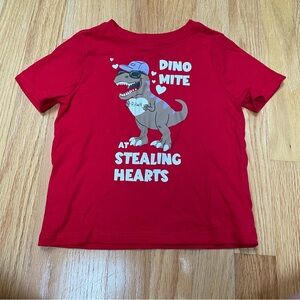 Red Dino hearts short sleeved T-shirt boys size 3T toddler wonder nation